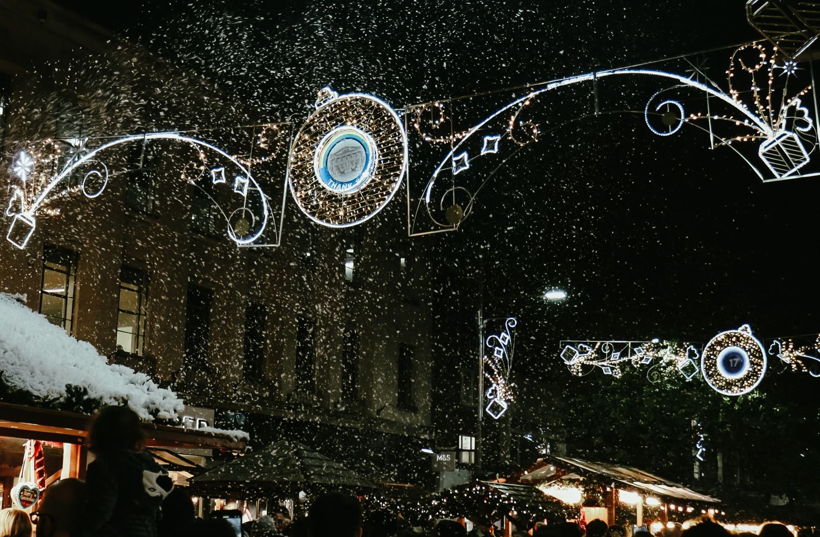 Reading BID Christmas Lights -Thank you NHS - in the snow