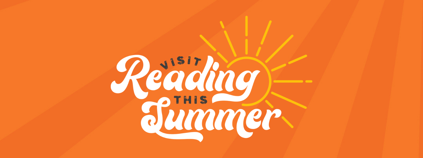 Orange background with logo saying Visit Reading this Summer